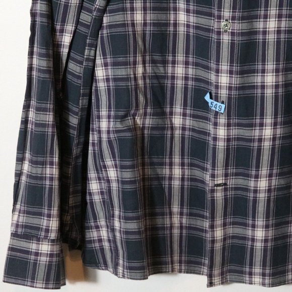 John Varvatos Mens Plaid Long Sleeve Button Down Shirt Size XXL Purple Cotton - Picture 3 of 6